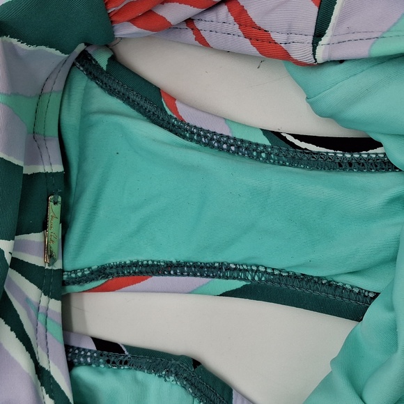Anne Cole 2pc Zesty Tropical Halter Top Shirred High Waist Bottom Bikini Set XS - Picture 15 of 16
